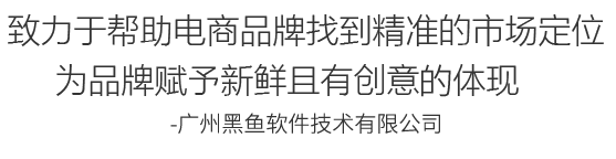 致力于帮助电商品牌找到精准的市场定位 为品牌赋予新鲜且有创意的体现 ——广州黑鱼软件技术有限公司